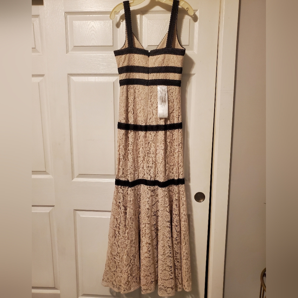 BCBGMAXAZRIA Bare Lace Dress with Black Accents - Picture 2 of 9